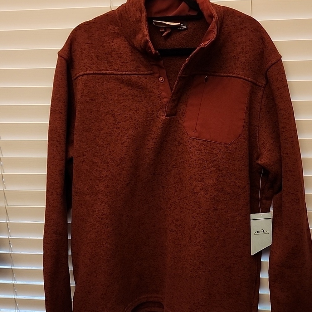 American Outback Somerset Mens Sweater Fleece Qtr Snap XL Rust